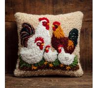 Kit Crochet De Verrouillage Tapis 43X43Cm Diy Broderie, Famille De Poules De Ferme Kit Tapis Point Noué À Faire Pour Débutants,Adultes,Latch Hook Canevas Coussin Point De Croix