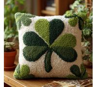 Kit Crochet De Verrouillage Tapis Diy Broderie,Loquet Crochet Complet Housse De Coussin,Kit Fabrication Taie D'Oreiller Coussins Tapis,Motif Coloré,Trèfle À Quatre Feuilles 43X43Cm