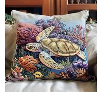 Kit Crochet De Verrouillage Tapis Diy Broderie Pour, Tortue De Mer Kit Tapis Point Noué À Faire Pour Débutants,Adultes Ou Enfants,Latch Hook Canevas Coussin Point 43X43Cm