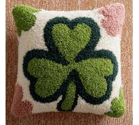 Kit Crochet De Verrouillage Tapis Trèfle À Quatre Feuilles Diy Broderie,Loquet Crochet Complet Housse De Coussin,Kit Fabrication Taie D'Oreiller Coussins Tapis,Motif Coloré,43X43Cm