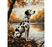 Kit Crochet Debutant Animal Dalmatien Au Bord De La Rivièrekits De Tapisserie En Toile Imprimée Ensemble De Broderie Kit De Fil De Crochet Diy Pour Débutants Tapis À Crochet De Loquet Impr 35x46in