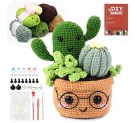 Kit Crochet Débutant Complet avec Fil, Remplissage, Instructions, Didacticiels Vidéo, Kit Crochet Débutant, Kit de Crochet de Cactus, Cadeau de Vacances, Cadeaux pour Adultes et Débutant