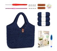 Kit Crochet Débutant, Crochet 4,5 mm, avec Instruction en Anglais | Comprend du 4 Pelotes, Kit de Crochet DIY pour Sac à Main, Cadeau Créative pour Fille, Famille et Amie