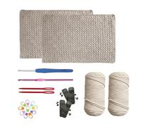 Kit Crochet Débutant, Crochet 5 mm, avec Instruction en Anglais, Beige | Comprend du 2 Pelotes, Kit de Crochet DIY pour Table en Tissu à Main, Cadeau Créative pour Fille, Famille et Amie