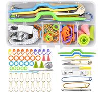 Kit Crochet Tricot pour Debutant, 56PCS Accessoire Tricot et Crochet Câble à Tricoter Crochet, Aiguille Plastique Grand Oeil avec des Ciseaux, dé à Coudre, Coupe-Point pour Tricot Crochet