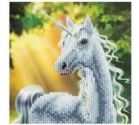 Kit Crystal Art - Carte broderie diamant - Licorne - 18 x 18 cm Blanc G