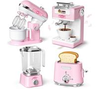 Kit Cuisine Enfant Avec Cafetiere Mixeur Batteur Grille Pain,Appareils De Cuisine Avec Lumière Sonore,Accessoire Ustensile Cuisine