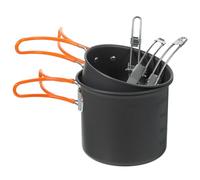 Kit Cuisine Portable pour Camping, Ensemble de Casseroles en Aluminium | Randonnée et Camping Extérieur, Facile à Transporter, Multifonction, Rangement Pratique, Marmite, Poêle, Assiettes et Tasses
