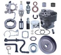 Kit Cylindre-Piston 52mm adapté for MS440 044, pignon d'embrayage, Jante de Tambour, Pompe à Huile, Cylindre, axe de Piston, Circlip 11280201227