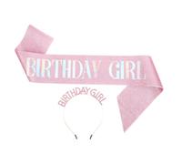 Kit D’accessoires Anniversaire Fille Écharpe et Serrage-tête Princesse | Plastique, Strass et Tissu, Léger, Confortable, S’adapte à Plusieurs Tailles de Tête, pour Fête