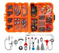 Kit D’Accessoires de Pêche pour Abu Garcia Veritas 2.0 Frog 2015-2019 | hameçons, plombs, émerillons, agrafes, bas de ligne et perles; boîte double face à cloisons réglables; for routine use