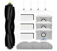 Kit d’accessoires de rechange compatibles pour Ecovacs Deebot T10 Plus Robot Aspirateur, 1 brosse principale, 4 brosses latérales, 3 filtres HEPA, 3 serpillières et 3 sacs à poussière