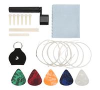 Kit d’accessoires pour guitare, ensemble d’accessoires de démarrage pour guitare acoustique avec médiators en celluloïd et dérouleur de cordes, kit de remplacement pour guitares