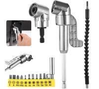 Kit d’accessoires pour perceuse à angle droit 105°, 2 adaptateurs droits 105°, rallonge flexible pour perceuse, jeu de 12 embouts de tournevis, queue hexagonale, pour espaces étroits et accès