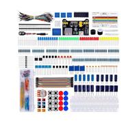 Kit d ' apprentissage de microcontrôleur avec module d ' alimentation | Pièces électroniques communes, boutons poussoirs, potentiomètres, fils de câblage pour un assemblage de circuits
