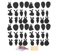 Kit d’art avec 48 feuilles à gratter, ensemble de papiers à dessin à gratter pour enfants, 12 motifs, feuilles de bricolage à colorier DIY accompagnées de bâtonnets à gratter et de