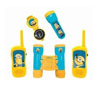 Lexibook, Moi, Moche et méchant, Set d'aventurier Complet Minions pour Enfant, Talkies-Walkies 120m, Jumelles, Lampe-Torche, Boussole, Bleu/Jaune, RPTW12DES