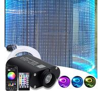 Kit d’éclairage fibre optique pour décoration du plafond, LED RGBW 16 W, effet étoile dans le ciel, avec télécommande 20 touches et mode musical, 350pcs*0.03in*6.5ft 12.0volts