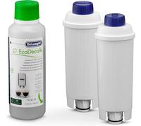 De'Longhi, Accessoires Robot café, Lot 2 Filtres à eau et de 1 EcoDecalk 200ml (détartrant), DLSC322
