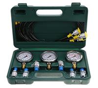 Kit d’essai de pression hydraulique pour excavatrice, testeur de pression hydraulique avec 3 manomètres et des flexibles résistants à la chaleur, comprenant des raccords de point
