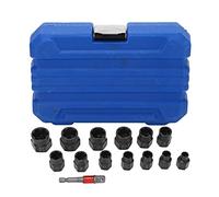 Kit d’extraction de écrous, 14 pièces, ensemble d’outils de démontage de boulons endommagés de 3/8 pouce, douille hexagonale pour écrous rouillés et abîmés, avec boîte de