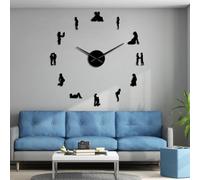 Kit D’Horloge Acrylique De Grossesse pour La Conception Murale, Horloge Murale 3D sans Cadre avec Autocollants Miroir pour La Décoration du Salon, Gold, 27inches