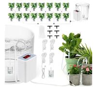 Kit d’irrigation automatique pour intérieur, système d’auto-arrosage avec alarme basse tension pour 16 plantes en pot, kit d’irrigation goutte à goutte automatique avec tuyau de 15 m anti-siphon et 16