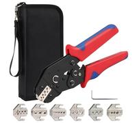 Kit d outils de sertissage avec sac Pinces à cliquet pour câbles 6 matrices interchangeables réglable multifonctionnelles plusieurs types bornes Mâchoires en alliage Dispositif libération du Poignée c