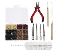 Kit D’outils pour Extensions de Cheveux, Pince à Micro-billes Métallique | Usage Salon ou Maison, Bec de Canard, Crochet de Traction, Aiguille Passe-fil, Disques Thermiques