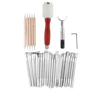 Kit d’outils pour travaux du cuir de 28 pièces, ensemble de marquage et de gravure sur cuir avec marteau, tampons et couteau, outils de travail du cuir faits main pour débutants et