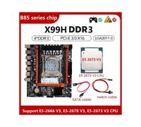Kit da Placa-MãE X99H com E5 2673 V3 CPU+Switch Cable+SATA Cable LGA2011-V3 DDR3X4 RAM M.2 NVME PCI-E 3.0 X16 SATA3.0