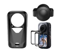Kit d'accessoires 3 en 1 pour Insta360 X6, étui en silicone + cache objectif + 2 films de protection d'écran en verre trempé pour caméra d'action Insta 360 X6