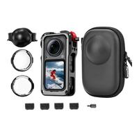 Kit d'accessoires 5 en 1 pour Insta 360 X6 Utility Cage métallique / étui de transport en polyuréthane / 2 protections d'objectif en verre optique, anti-rayures et anti-buée pour appareil photo Insta