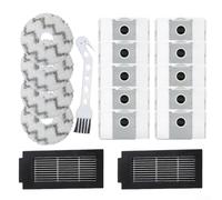 Kit d'accessoires compatible avec Ecovacs pour Deebot T50 Pro, Omni pour Gen2 avec 10 sacs à poussière au charbon actif, 4 serpillères lavables en microfibre, 2 filtres et une brosse de nettoyage pour