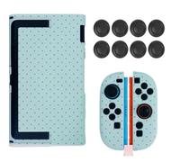 Kit d'accessoires compatible avec Nintendo Switch 2, coque rigide en PC à pois et ensemble de réparation de capuchon de joystick de 8 pièces pour protection portable, pois fins