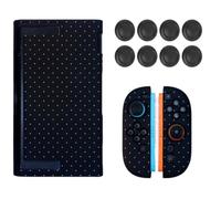 Kit d'accessoires compatible avec Nintendo Switch 2, coque rigide en PC à pois et kit de réparation de capuchon de joystick de 8 pièces pour protection portable, pois noirs et blancs