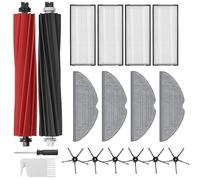 Kit d'accessoires de 18 pièces pour Xiaomi Roborock S8 S8 Plus S8+ S8 Pro Ultra G20, 2 brosses principales, 6 brosses latérales, 4 filtres, 4 serpillères, 1 Brosse de Nettoyage, 1 Tournevis (Noir)