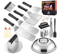 Kit d'accessoires de barbecue 19 pièces, accessoires de barbecue pour Blackstone Flat Top et Camp Chef, spatule de grill, racloir, kit de nettoyage de plaque de cuisson, sac de transport pour barbecue