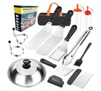 Kit d'accessoires de barbecue d'extérieur avec ustensiles robustes en acier inoxydable, ustensiles de cuisine pour le camping et le jardin, avec brochettes et système de rangement pratique