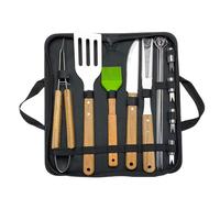 Kit d'accessoires de barbecue - Set de 16 couverts de barbecue en acier inoxydable avec spatule - Ensemble d'accessoires pour barbecue, spatule, pince à barbecue, brosse pour jardin, pique-nique