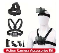 Kit d'accessoires de caméra d'action tout-en-un, sangle de tête, support de sangle de poitrine réglable pour téléphone GoPro Hero Osmo SJCAM AKASO insta360
