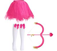 Kit d'accessoires de costume de Cupidon pour la Saint-Valentin, y compris un nœud et une flèche, des bas hauts et une jupe tutu pour femme, Rose Red, Medium