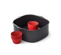 Kit d'accessoires de cuisson XXL Philips Airfryer, Plateau à revêtement antiadhésif, Avec 9 moules à muffins en silicone, Lavable au lave-vaisselle, Application de recettes HomeID, Noir (HD9957/00)