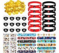 Kit D'accessoires De Décoration Pour Enfants Pirates,Bracelet En Silicone,Cache-?Il De Pirate,Petit Cadeau De Pirate,Pièces De Pirates,Décoration Pour Anniversaire D'enfant,Thème Pirate