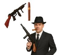 Kit d'accessoires de gangster de mafia des années 1920 à partir de 3 ans - Inflatable Tommy Gun, faux cigare, costume de carnaval Gatsby, accessoire pour Halloween, bal scolaire et cosplay