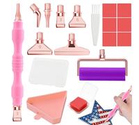 Kit d'accessoires de peinture diamant avec rouleau à vis en métal, plateau de rangement et conteneurs, stylo de peinture diamant, perceuse, stylos à pois pour loisirs créatifs, ongles (rose)
