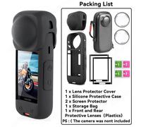 Kit d'accessoires de protection pour caméra Insta360 X4, protection d'objectif/couvercle de protection en Silicone/protecteurs d'écran/étui pour appareil photo Insta 360 X4-KIT H