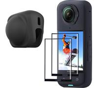 Kit d'accessoires de protection pour Insta 360 X5/X4,protecteur d'écran en verre trempé + capuchon d'objectif en caoutchouc,2 protecteurs d'écran ultra HD pour appareil photo Insta360 X5/X4
