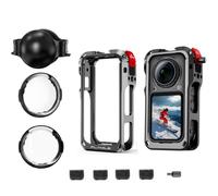 Kit d'accessoires de protection pour Insta 360 X6 - Cage métallique utilitaire avec 2 protections d'objectif en verre optique, anti-rayures et anti-buée pour appareil photo Insta 360 X6