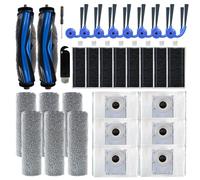 Kit d'accessoires de rechange compatible avec aspirateur robot Ecovacs Deebot X9 PRO Omni, comprend 2 brosses principales + 8 brosses latérales + 8 filtres + 6 rouleaux de balai + 6 sacs à poussière